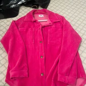 Pink collared corduroy jacket